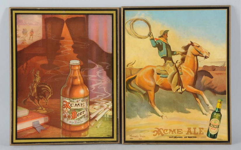 Lot Of 2 Acme Beer & Acme Ale Signs.