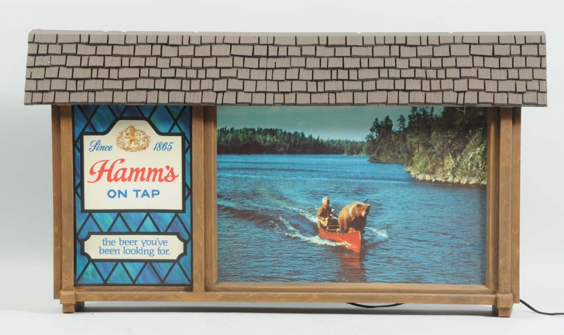 Hamm's Beer on Tap Light-Up Sign.: Sign is a clean example overall. Condition (Excellent). Size 31 - 1/2" L.