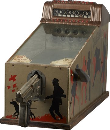 Coin-Op A.B.T. MFG. Challenger Countertop Pistol Target: Coin-Op A.B.T. MFG. Challenger Countertop Pistol Target Skill Shooter Game c1930s-40s, No key.