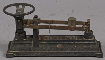 Early Embossed Cast-Iron Countertop Fairbanks Scale.: Early Embossed Cast-Iron Countertop Fairbanks Scale.