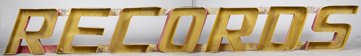 Records” Large Outdoor Sign w/Metal Letters On Wood.: “Records” Large Outdoor Sign w/Metal Letters On Wood Frame, From Roof Of Tower Records Sunset Blvd. Previously Red Neon Approx. 141” x 18” x 4.75”.