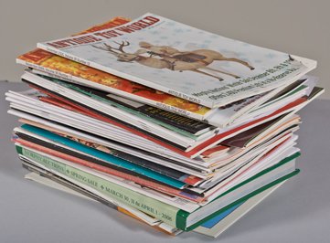 Box Lot Of Many Assorted Old Catalogs And Coin-Op.: Box Lot Of Many Assorted Old Catalogs And Coin-Op Magazines, Including Antique Amusements Magazine, Chicagoland, Vintage Amusement Magazine, Auction catalogs, etc.