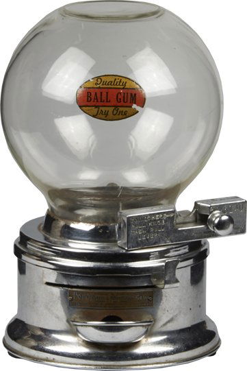 1 Cent Ford Countertop Gumball Vending Machine.: 1 Cent Ford Countertop Gumball Vending Machine No. 6140 w/Round Glass Globe, By Ford Gum & Machine Co. Lockport, N.Y., w/ Key.
