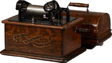 Cylinder Player In Edison Standard Phonograph Wood Case: Cylinder Player In Edison Standard Phonograph Wood Case w/Lid, Serial No. 5322587, Pat. 1888-1903, Trade Mark Thomas A. Edison, et als, At Orange, N.J., U.S.A.