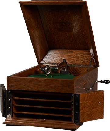 Victor Victrola Oak Tabletop Phonograph w/Lid & 10”.: Victor Victrola Oak Tabletop Phonograph Record Player w/Lid & 10” Turntable, Model VV-VIII Serial No. 73761F, c1916 By Victor Talking Machine New Jersey, U.S.A.