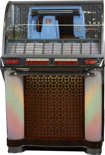 Coin-Op Seeburg Select-O-Matic 100 Phonograph Jukebox.: Coin-Op Seeburg Select-O-Matic Model HF100G Phonograph Jukebox c1953, Plays 45 RPM 7-inch records w/ records w/ Keys.