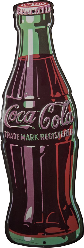 Coca Cola Figural Bottle Embossed Metal Advertising Si.: Coca Cola Figural Bottle Embossed Metal Advertising Sign, 1995 The Coca-Cola Company 40” Tall.
