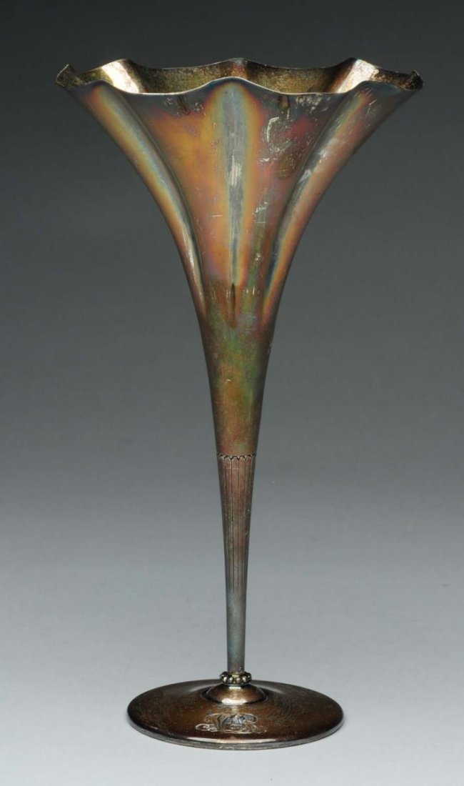 Tiffany Sterling Flower Vase.: The piece has initials on the bottom, is marked "Tiffany No. 925", and has no damage. 9 -1/2" L.