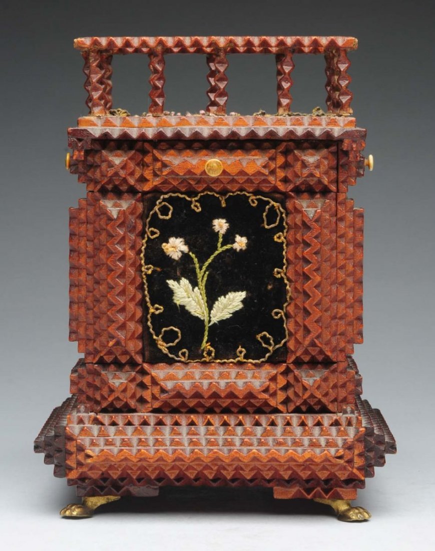 Tramp Art Highly Ornate Box.: One drawer for coin deposit. Great workmanship. Condition (Excellent). Size 7 - 1/2" T.