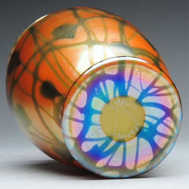 Durand Gold Lutz Art Glass Vase. Lot 1188