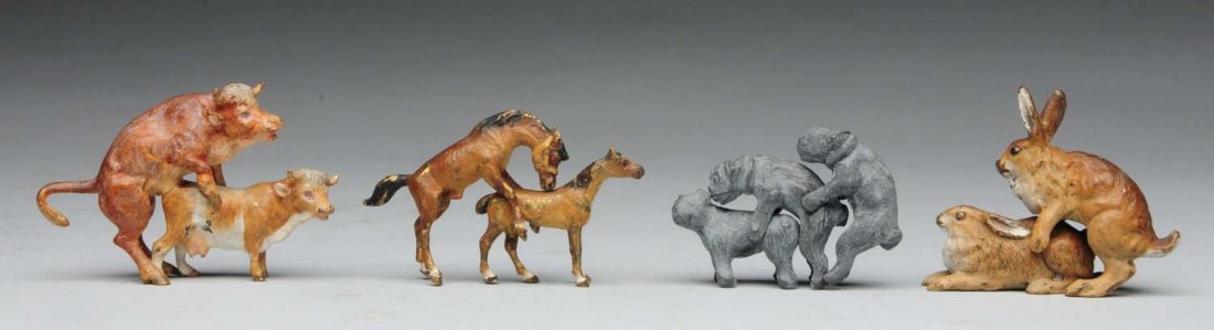 Lot of 3: Old Erotica Vienna Cold Painted Animals: Bronze and white metal. Minor wear due to age. Condition (Good). Size Largest: 1 - 1/2" T.