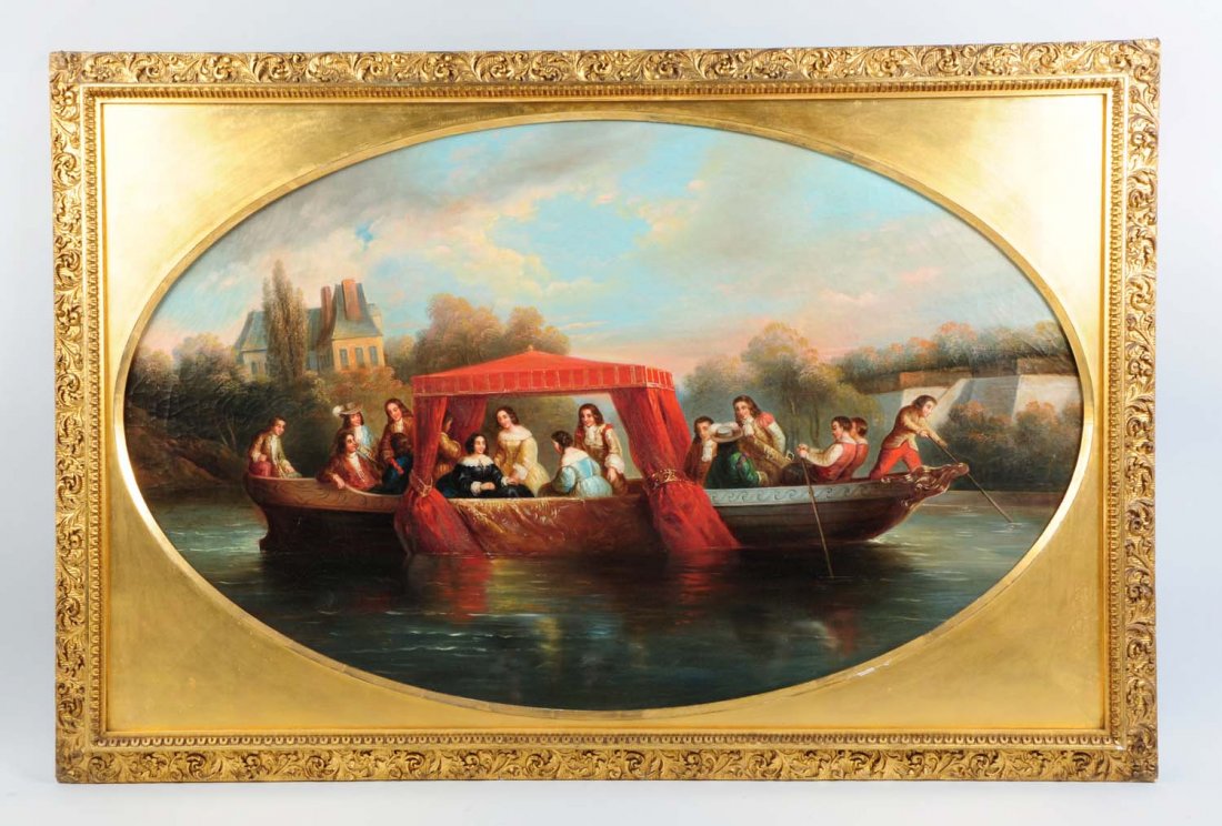 19th Century Continental School Artwork.: Oil on canvas. Unsigned. Size 35 - 1/2" x 53"