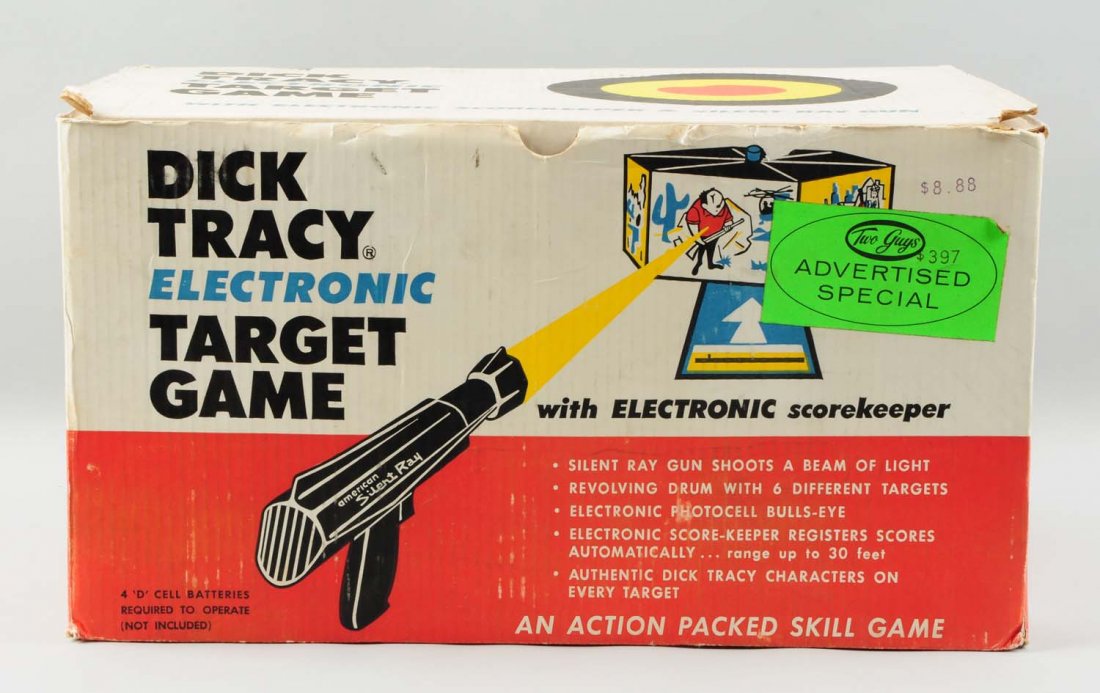 Dick Tracy Electronic Target Game.: Includes original box. Unused. Old store stock. Includes box inserts and instruction sheets. Has a two guys sticker on the side. A rather large unusual piece. Marked "No. 1400" on sides. Also marked "