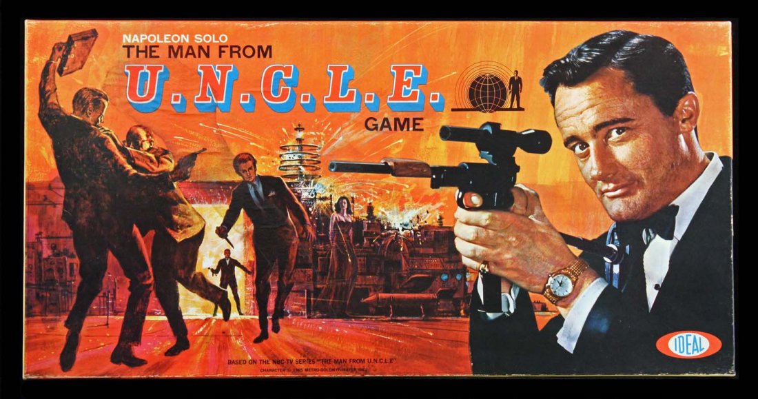 Napoleon Solo Man From U.N.C.L.E. Game.: Circa 1965, Ideal. Even with a faint water stain on cover, this is one of the nicest examples of this game we have seen in a while; complete and near mint in and excellent box. (C8.5 Excellent Plus -