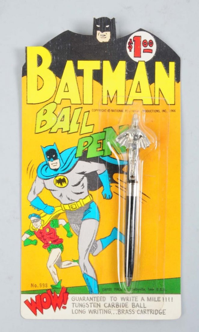 Batman Empire Pen.: On colorful original card, sealed in plastic, and marked "National Periodical Productions Inc. 1966". The card has a nice depiction of Batman and Robin. It comes with original old store stock box whic