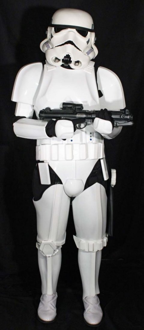 Star Wars ‘Storm Trooper’ Complete Armored Suit: With accessories, circa 1990s. This is a 100% accurate, molded ABS plastic replica of the famous storm trooper armor from the first Star Wars movie; complete with EFX Licensed ANH-style helmet, molded