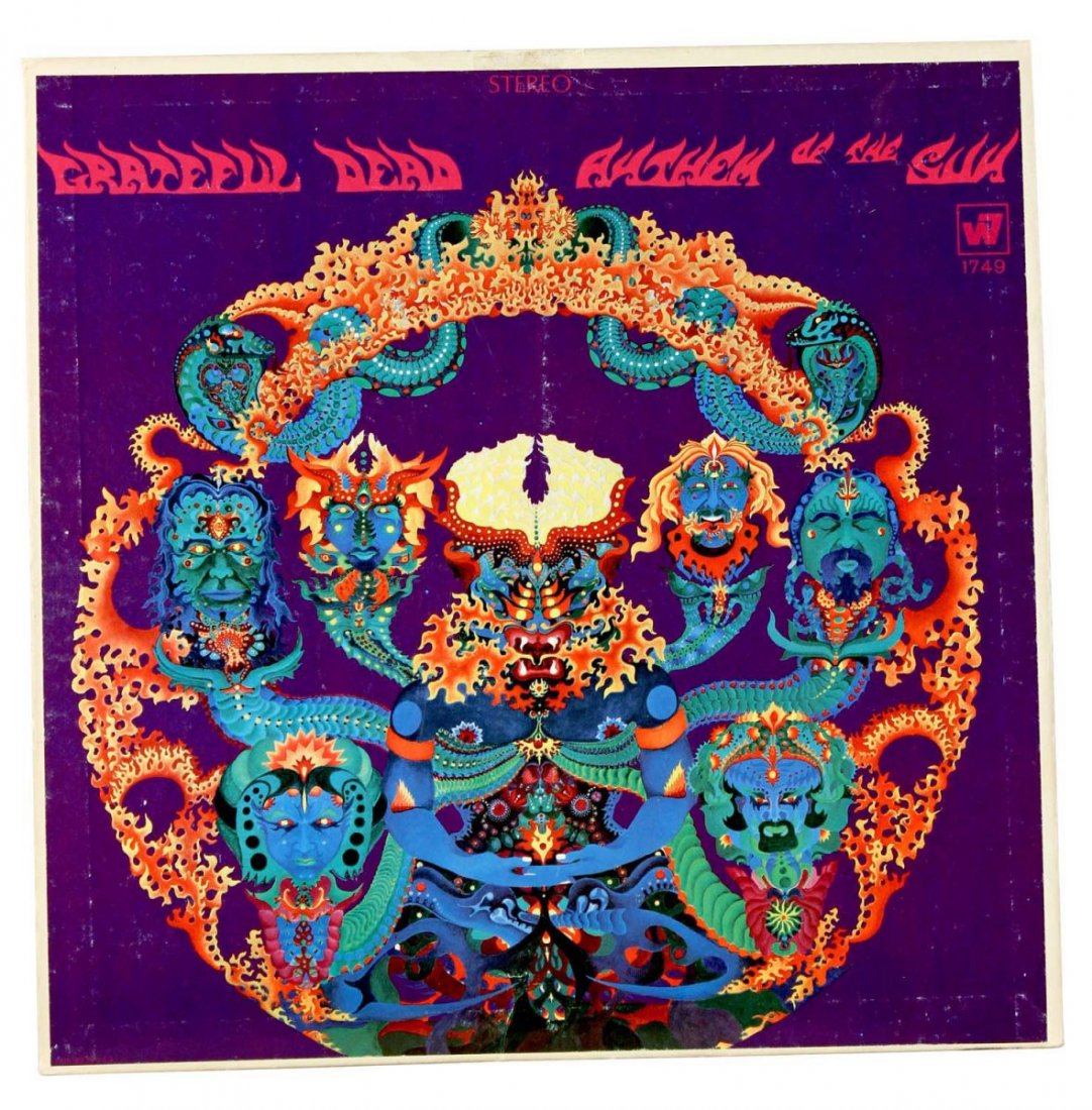 Grateful Dead Countertop Record Store Display.: "Anthem of the Sun" display. Circa 1968, Warner Bros. Cardboard with easel back that allows it to free stand or be hung on wall. It has minor scuffs; scarce. Condition (C8.5 Excellent Plus). Size 12" 