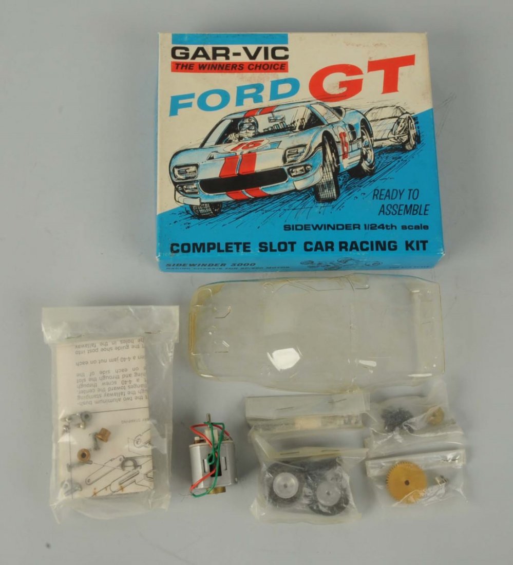 Gar Vic Ford GT Slot Car Racing Kit.: 1/24 scale. New in box. Condition (Excellent). Size 6 - 1/2" L.