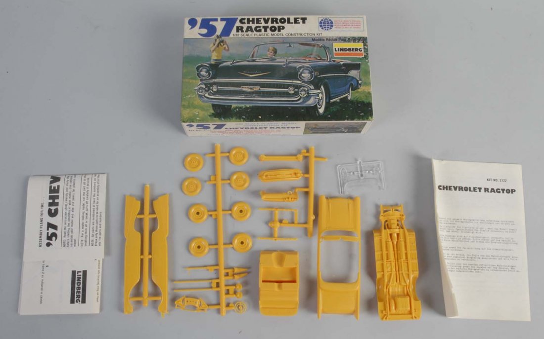 Lindberg 1957 Chevrolet Ragtop Model Kit.: 1/32 scale. New in box. Condition (Excellent). Size 8" L.