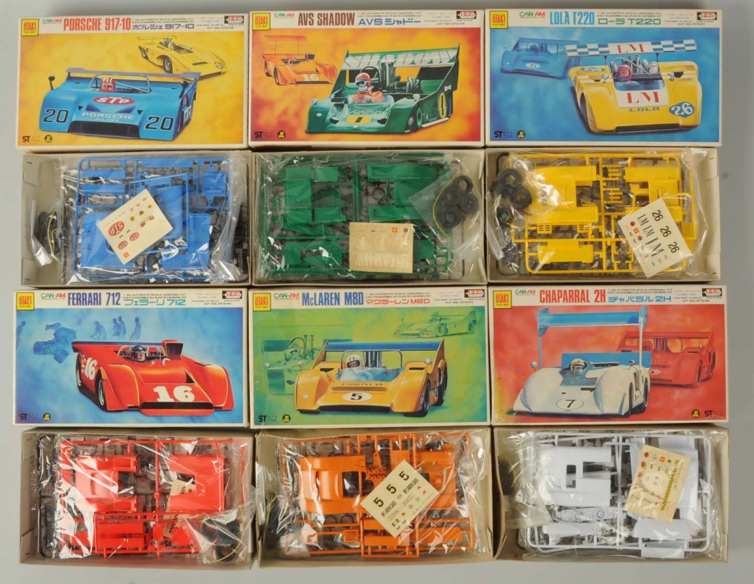 Lot of 6: Otaki Slot Car Kits.: All are 1/28 scale. All new in box. Condition (Excellent). Size Each: 10" L.