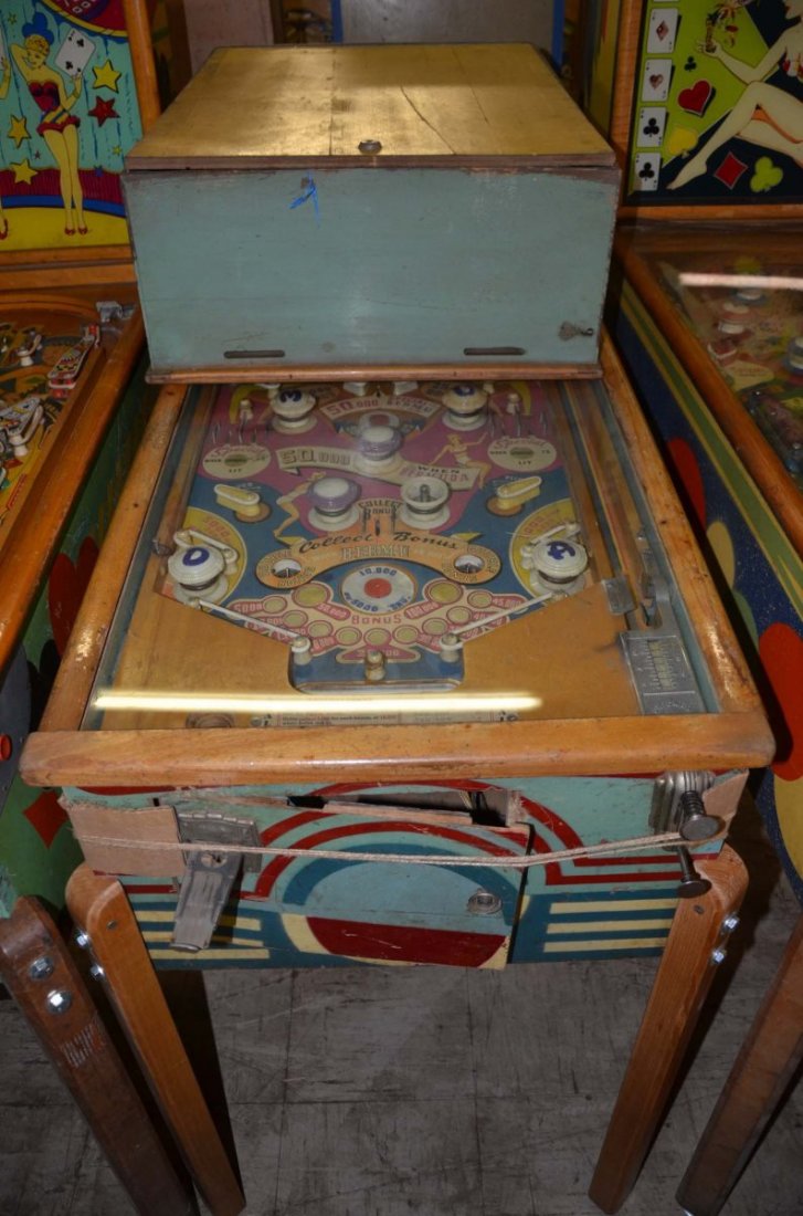 1947 Chicago Coin Bermuda.: Playfield: Good. Backglass: n/a. Cabinet: Fair. Functionality: Untested.