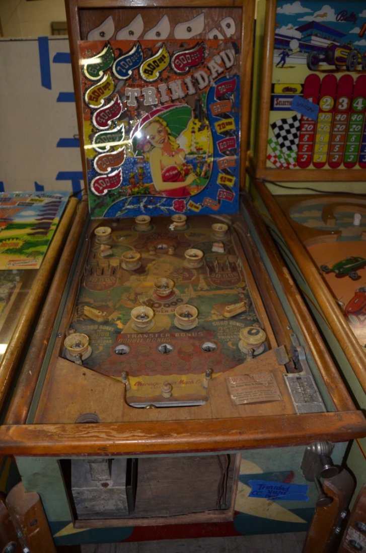 1948 Chicago Coin Trinidad.: Playfield: Poor. Backglass: Poor. Cabinet: Poor. Functionality: Untested.