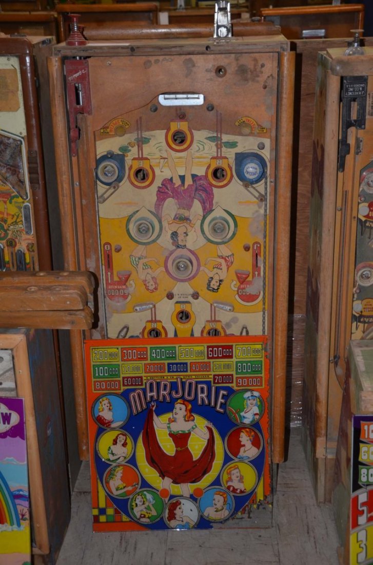 1947 Gottlieb Marjorie.: Playfield: Fair. Backglass: Fair. Cabinet: n/a. Functionality: Untested.