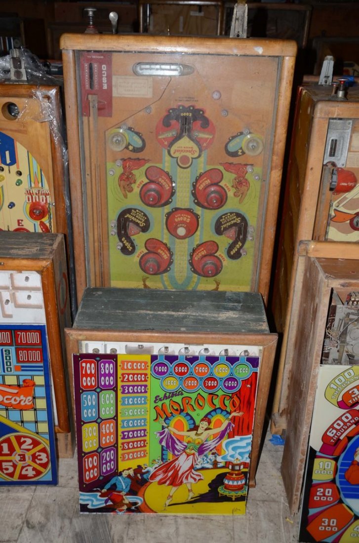 1948 Exhibit Morocco.: Playfield: Fair. Backglass: Fair. Cabinet: Fair. Functionality: Untested.
