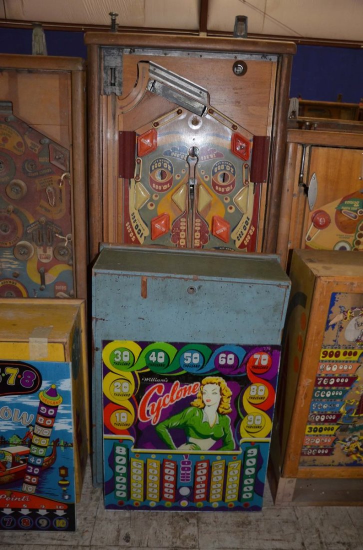 1947 Williams Cyclone.: Playfield: Fair. Backglass: Poor. Cabinet: Fair. Functionality: Untested.