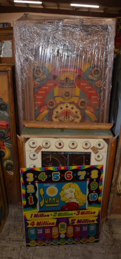 1947 Williams Sunny.: Playfield: Fair. Backglass: Fair. Cabinet: Fair. Functionality: Untested.