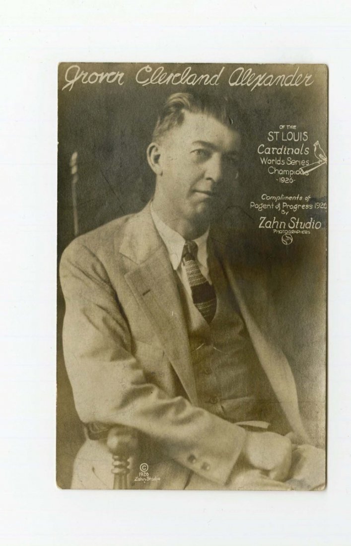 1926 Grover Cleveland Alexander RPPC.: This real photo postcard depicts Phillies and Cubs great, Grover Cleveland Alexander. This card is uncancelled. Condition (Excellent).