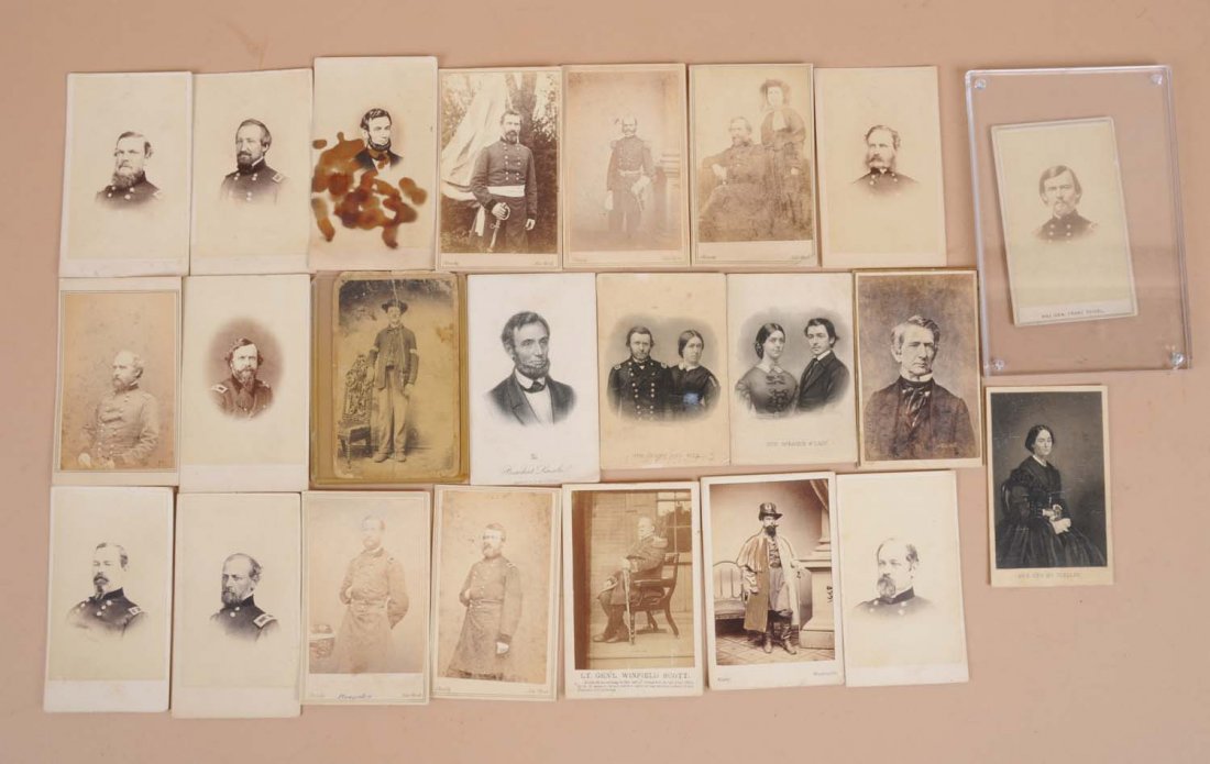 Lot of Civil War Soldier Photos.: This lot includes numerous images by Brady including Gen. Winfield Scott, J.N. Jackson, Harry Prince, A.S. Williams and daughter, W.J.H. Brooks and others. There are also images by other photographers