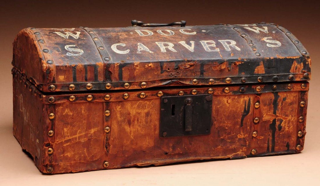 William Frank "Doc" Carver Chest.: This chest belonged to famed sharpshooter Doc Carver. He also created the diving horse act, which his son introduced to Atlantic City in the 1920s. The chest has over moderate wear and is dated 1879. 