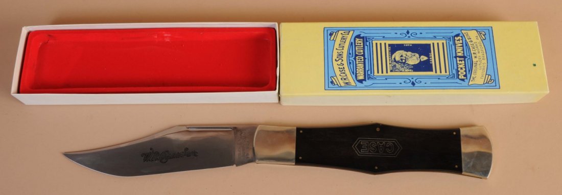 Massive Store Display Knife.: Circa 1990. Measuring 11-1/4" closed. Handles are wood and the original factory box is included. Condition (Near Mint Plus). Size 11-1/4" L.