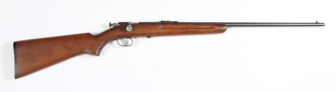 Winchester Model 67 S.S. .22 B.A. Rifle.**: No serial number. These popular boys rifles were manufactured from 1934 to 1963. They shoot all standard .22 rimfires. Barrel retains 85% original blue, starting to turn. Strong bore. Wood is excellen