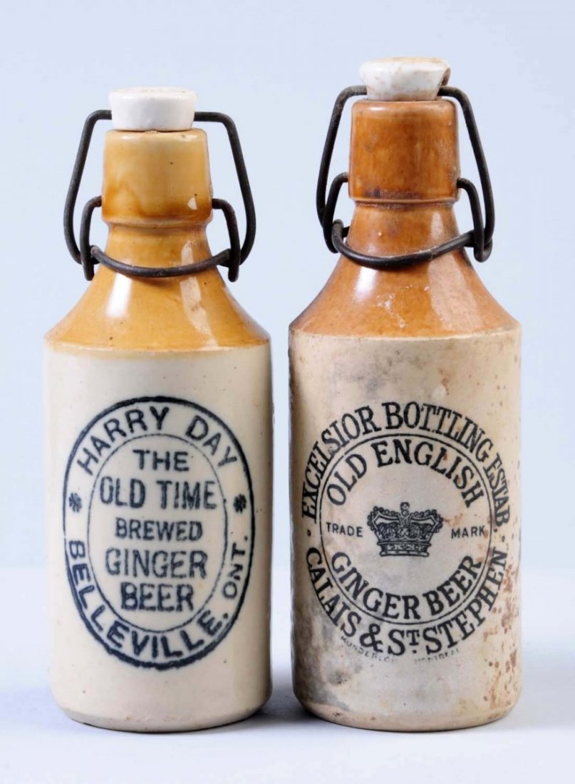 Lot of 2 Stoneware Ginger Beer Bottles.