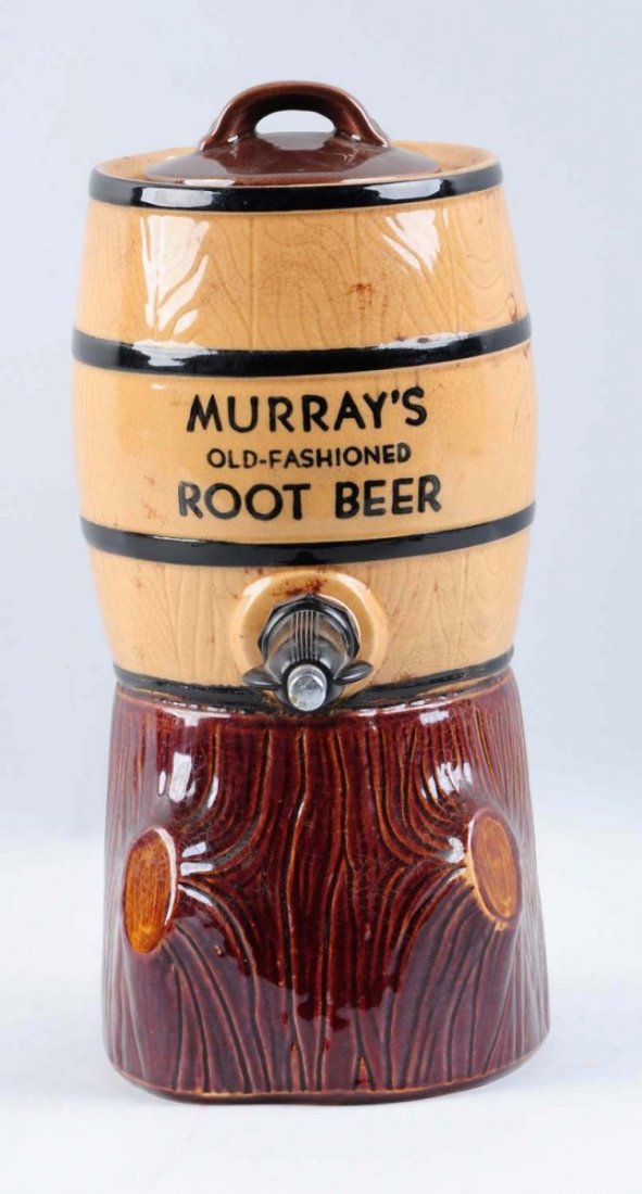 Murray's Root Beer Syrup Keg Dispenser.: This Murray's dispenser is in very nice condition with only a few small stains here and there. The lid may be a replacement. Condition (Very Good Plus). Size 12" T.