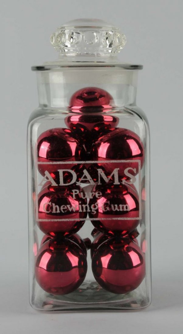 Adam's Pure Chewing Gum Jar.: With ground lid. No damage. Condition (Excellent). Size 11 -1/2" T.