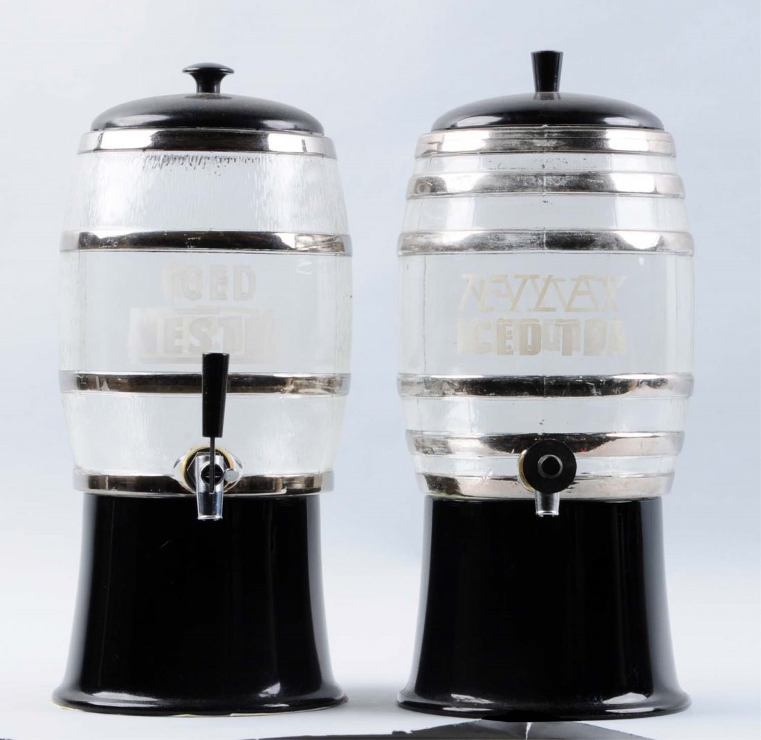 Iced Nestea and Tetley Iced Tea Glass Dispensers.
