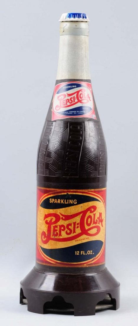 Pepsi - Cola Bottle Radio.: The label on this radio has some discoloring and may not be original, the neck label is a new addition. The radio itself is in good condition with no cracks or chips. Condition (Very Good). Size 23 1/