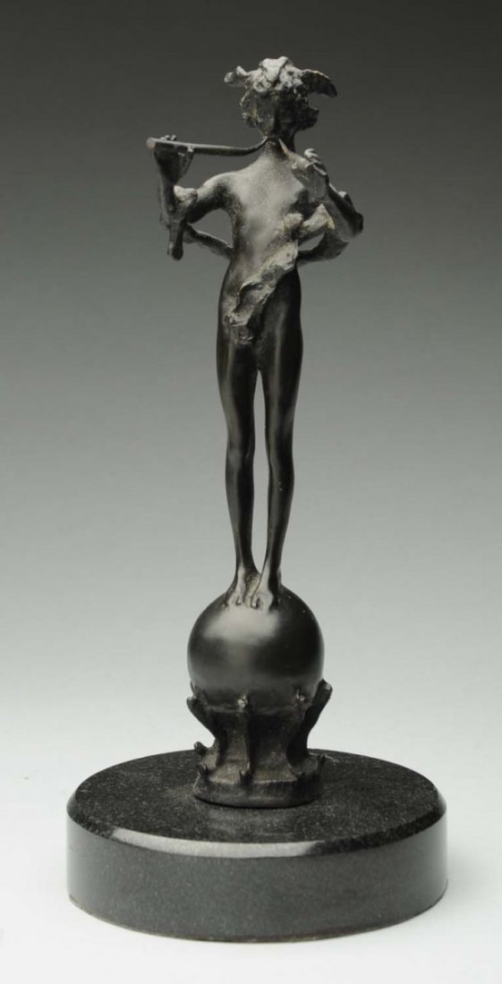 Pan of Rohallion Bronze Art Nouveau Sculpture.: Frederick MacMonnies (1863-1937). Circa 1890. This miniature bronze sculpture reflects the apprenticeship under the tutelage of St. Gaudens. The statue shows the mythical Greek prankster Pan who is bl