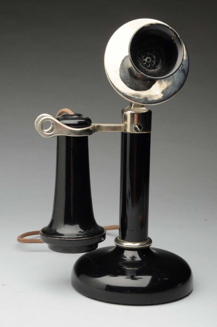 Dean Electric Candlestick Phone.: Black base and shaft, the rest is nickel. Metal mouthpiece and receiver. Condition (Excellent). Size 11" T.
