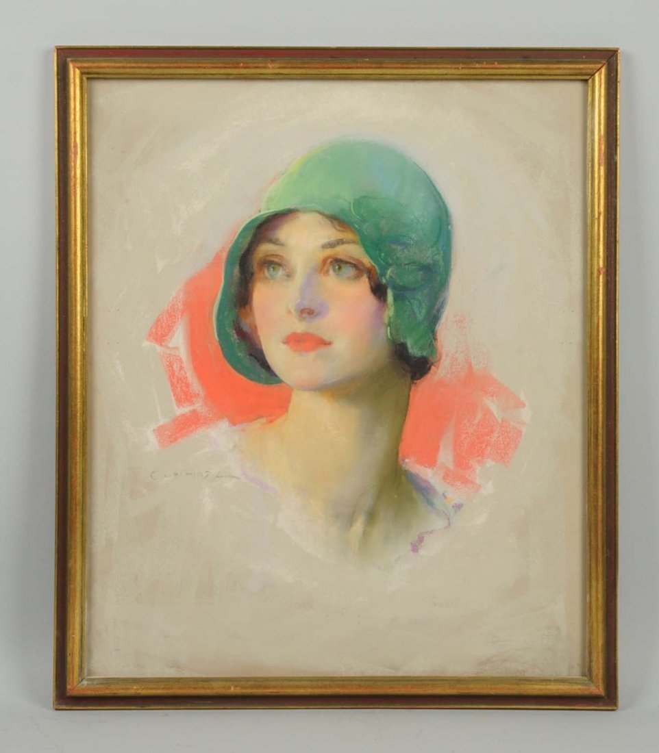 Guy Hoff. 1889-1962.: Was on the cover, Smart Set magazine, March 1929. "Portrait of a Pretty Girl". Pastel on board. Signed lower left. Size 20" x 17".