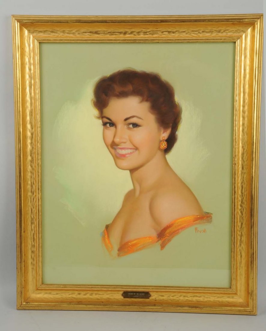 Pearl Aleryn Frush. 1905.: "Heart of My Heart", Gerlach Barklow calendar image, 1955. Original illustration art. Pastel on board. Framed under glass. Size 24" x 19".