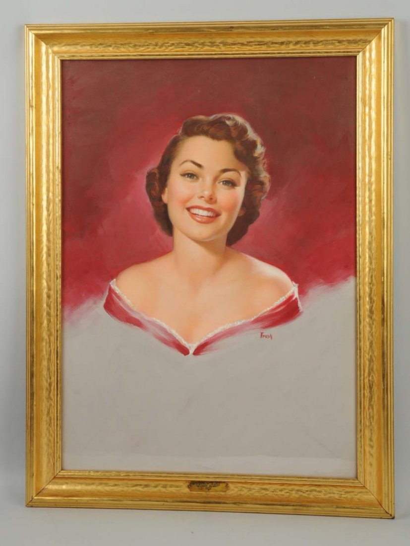 Pearl Aleryn Frush. Born 1905.: "The Young in Heart", Gerlach Barklow calendar image,1954. Original illustration art. Guash and watercolor on board. Framed under glass. Size 29" x 21".