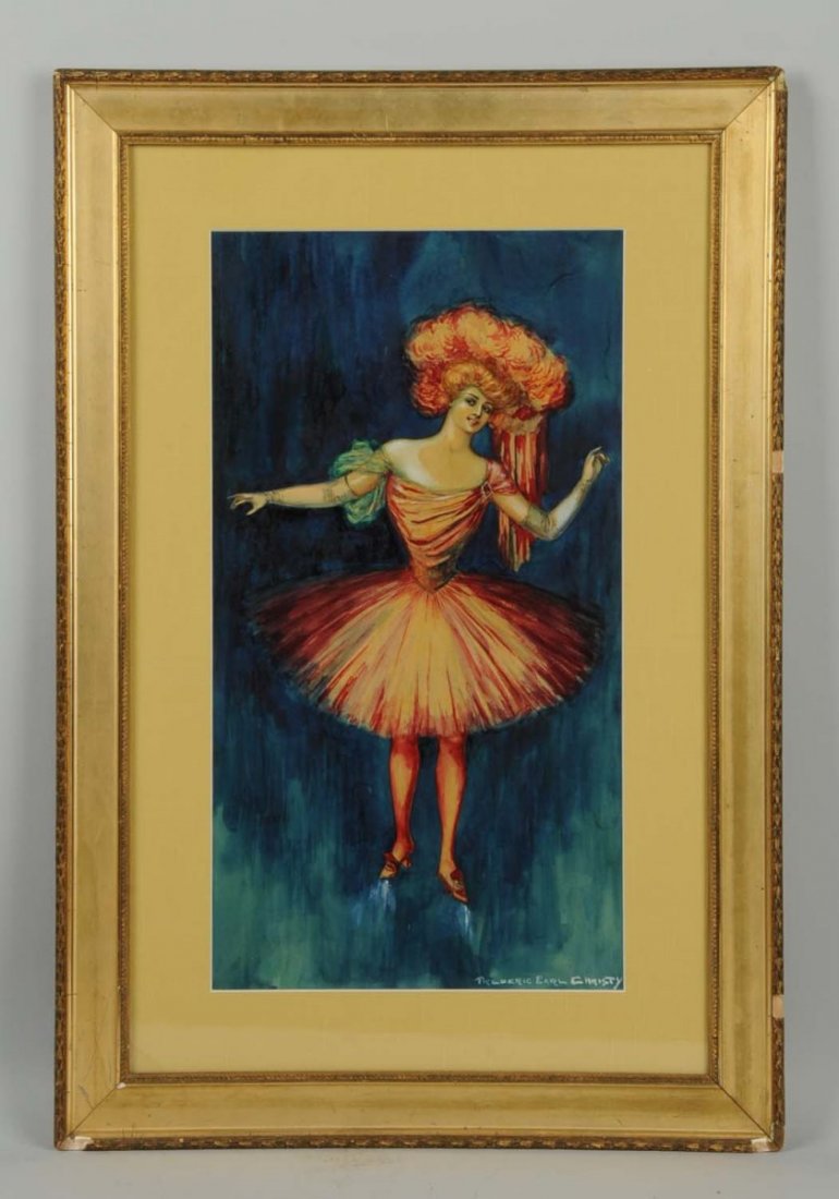 Frederick Earl Christy. 1882-1961.: "Ballerina", may have been used for an advertisement for Hoover Co. Original art illustration. Gouache on board. Signed lower right. Size 22" x 12".