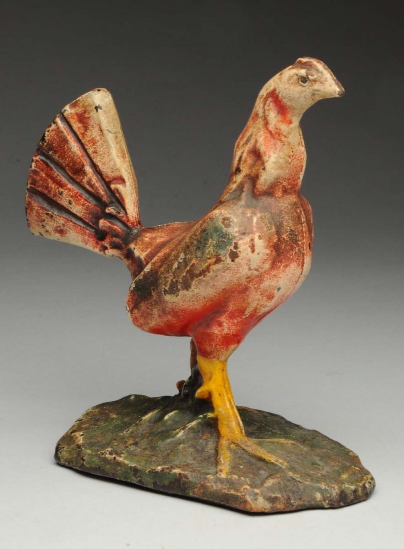 Cast Iron Cock Doorstop.: Made by Hubley. Full-figure. Condition (Good). Size 7" T.