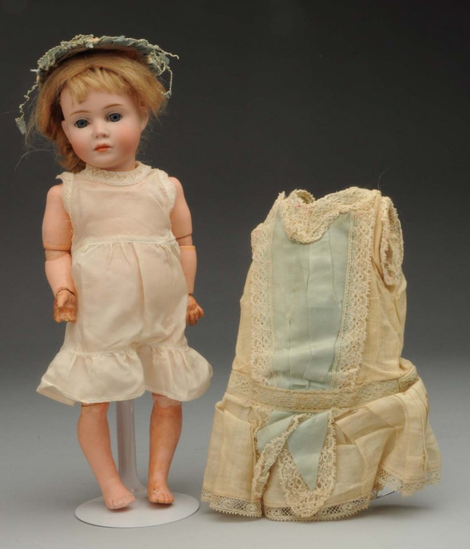 Rare “Wendy” Character Doll.: German bisque socket head incised “ BSW [in heart] 537 2/0” (very, very light line across forehead, not a damage, just in making) made by Bruno Schmidt with multistroked eyelashes, sleeping eyes,