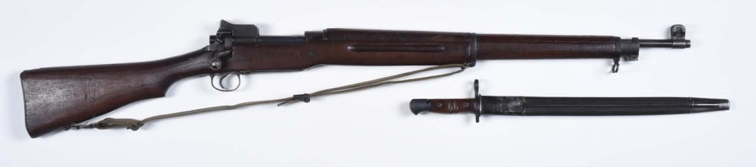 U.S. Model 1917 Eddystone Rifle.**: Caliber .30-06. Eddystone barrel is dated 7-18. All visible parts have the Eddystone mark. Metal retains virtually 90% of the factory applied military finish. Stock is excellent. A.A. cartouche on lef