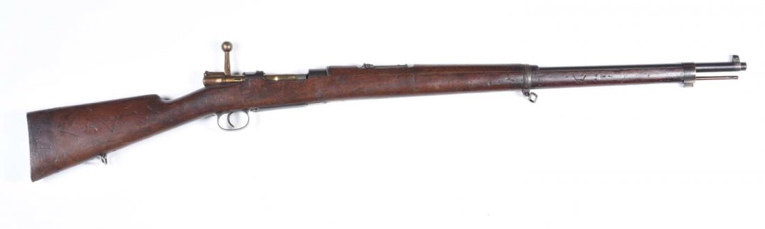 Spanish Mauser Bolt Action Military Rifle.**: Serial No.1262. Caliber 7.92mm. Bolt does not match. Metal is a soft blue patina. Excellent wood. Excellent action. Very good bore but dirty.